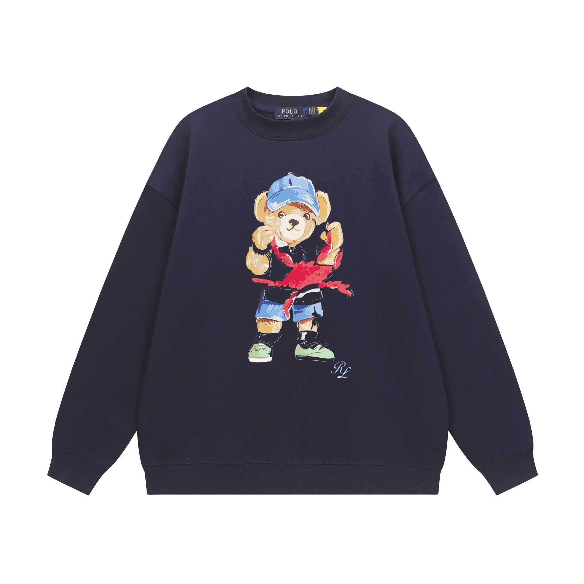 P200 Long-term stock] RalphLauren/Ralph Lauren 2025 autumn and winter new bear letter print 420g heavy large terry sweatshirt Ralph Lauren's age-reducing item, the coat fabric is made of 85% cotton ➕15% polyester, which not only retains the softness, comfort and breathability of cotton, but also adds the wear resistance and wrinkle resistance of polyester fiber, making the clothes more durable and easy to care for. Even in slightly cooler weather, you won't feel stuffy when wearing it. This kind of fabric has a natural crisp feel and is not easy to pill or deform. The bear on the chest is printed with English letters. It is full of color, full of three-dimensionality, and lifelike, adding a bit of liveliness and interest to the whole sweatshirt. There is no pressure to dress, regardless of age or gender. Complete accessories! Color: black, white, navy blue, light floral gray Size: M-L-XL-XXL